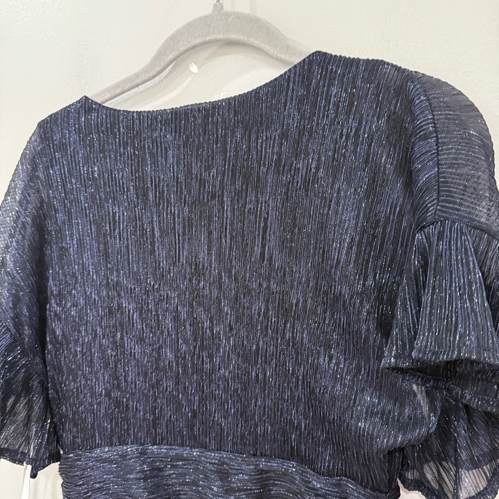Lilly Pulitzer Dress Sinclare Mini Short Sleeve Low Tide Navy Metallic Crinkle - Picture 7 of 9